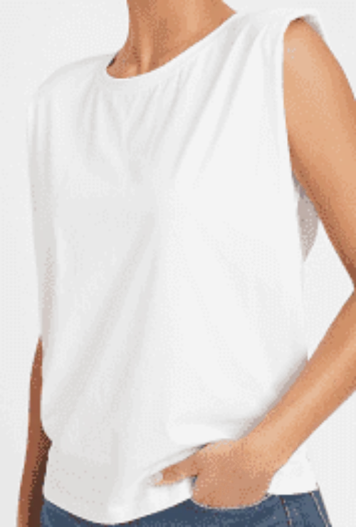 Women's Padded Shoulder Crew Neck Tee IN BLACK OR WHITE