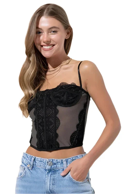 Charcoal Fitted Laced Corset