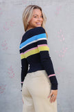 Fly-Me Colorblock Striped Crew Crop Knit