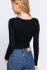 LONG SLEEVE V-NECK FRONT CUT OUT DETAIL KNIT TOP
