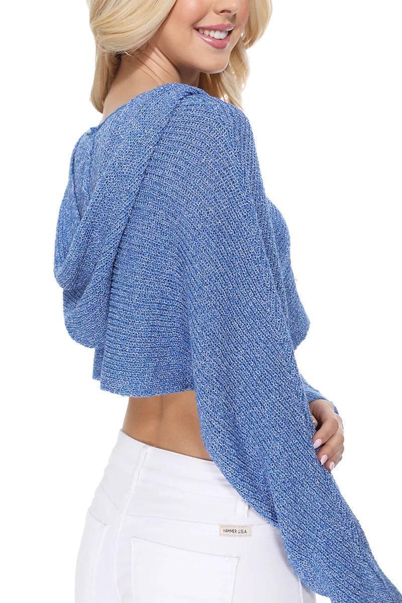 Summer Knit Cropped Crochet knit Hoodie