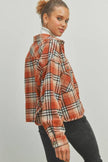 POL Plaid Crop Side Split Shacket