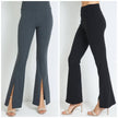 Women's Front Slit Flare Pants in BLACK OR CHARCOAL GRAY