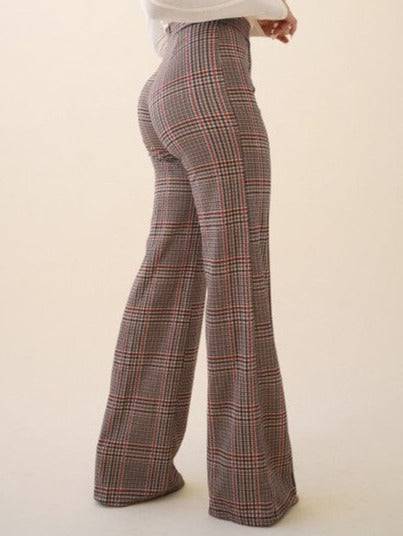 Meridith Cross Over High Waisted Plaid Pants