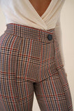 Meridith Cross Over High Waisted Plaid Pants