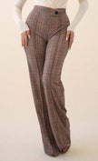 Meridith Cross Over High Waisted Plaid Pants