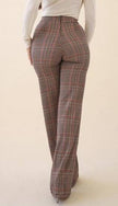Meridith Cross Over High Waisted Plaid Pants