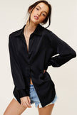 Silky Elegance Woman's Button Down Satin Luxe Blouse