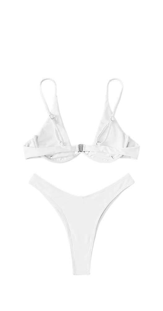 SKY'S TWO PIECE HIGH WAIST DEEP V WIRE BRA & BIKINI BOTTOM SET