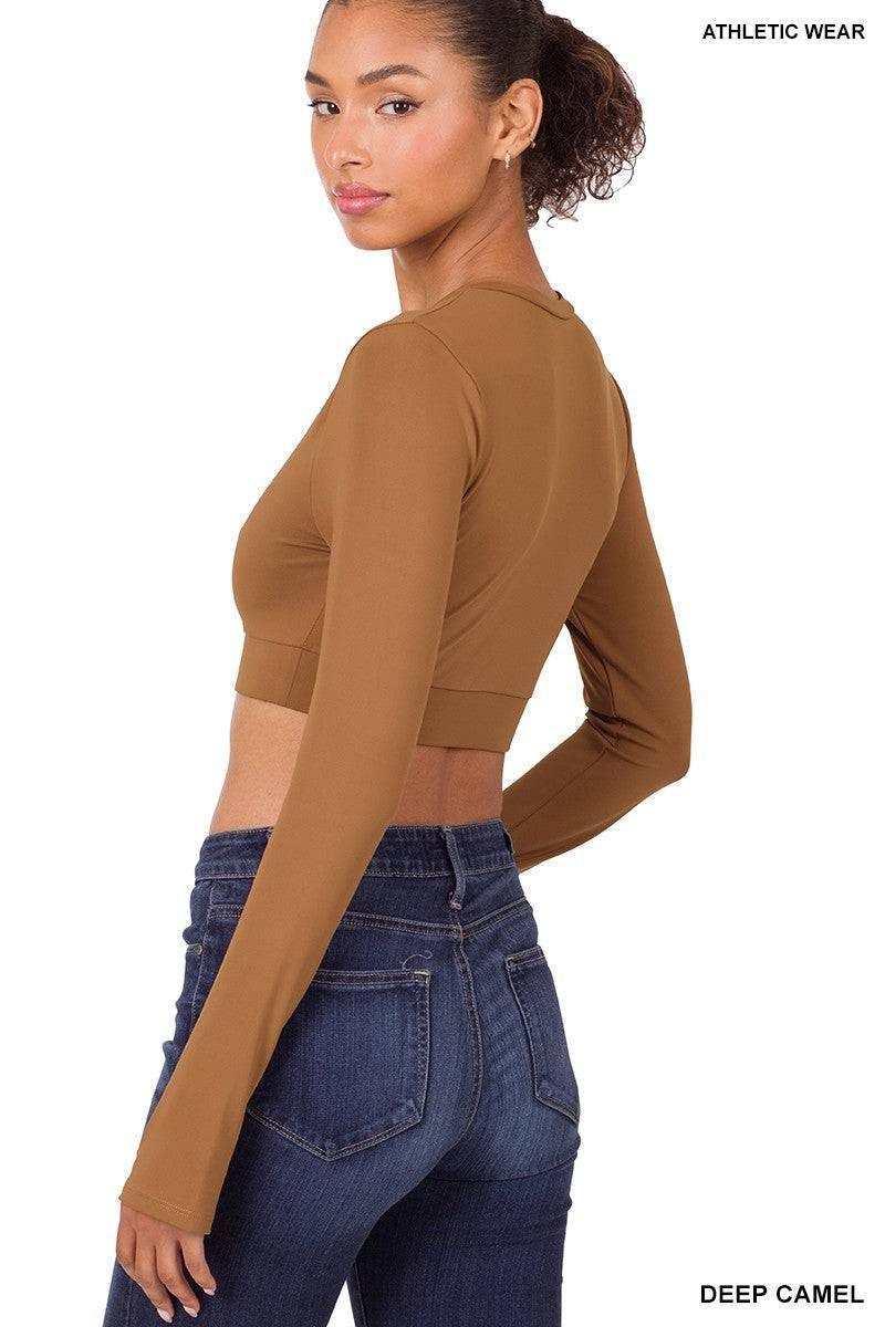 Athleisure Half Zip thumb-hole Crop Top