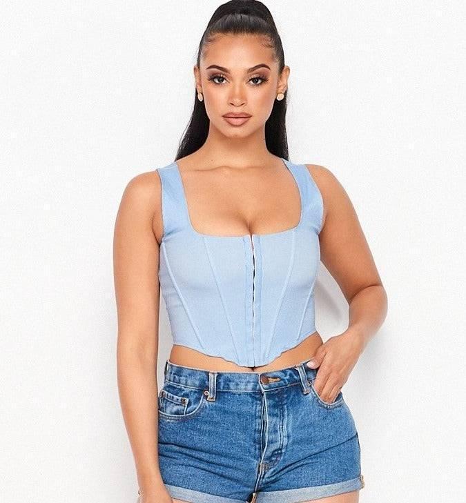 Bustier Corset Crop Hook & Eye Closure Top