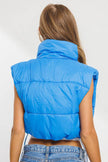 Crop Puffy Drawstring Vest in Blue or White