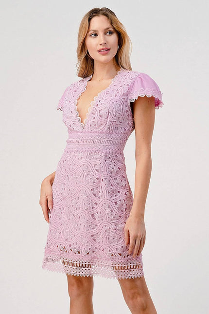 Lilly's Lace Empire Shift High Waist Dress