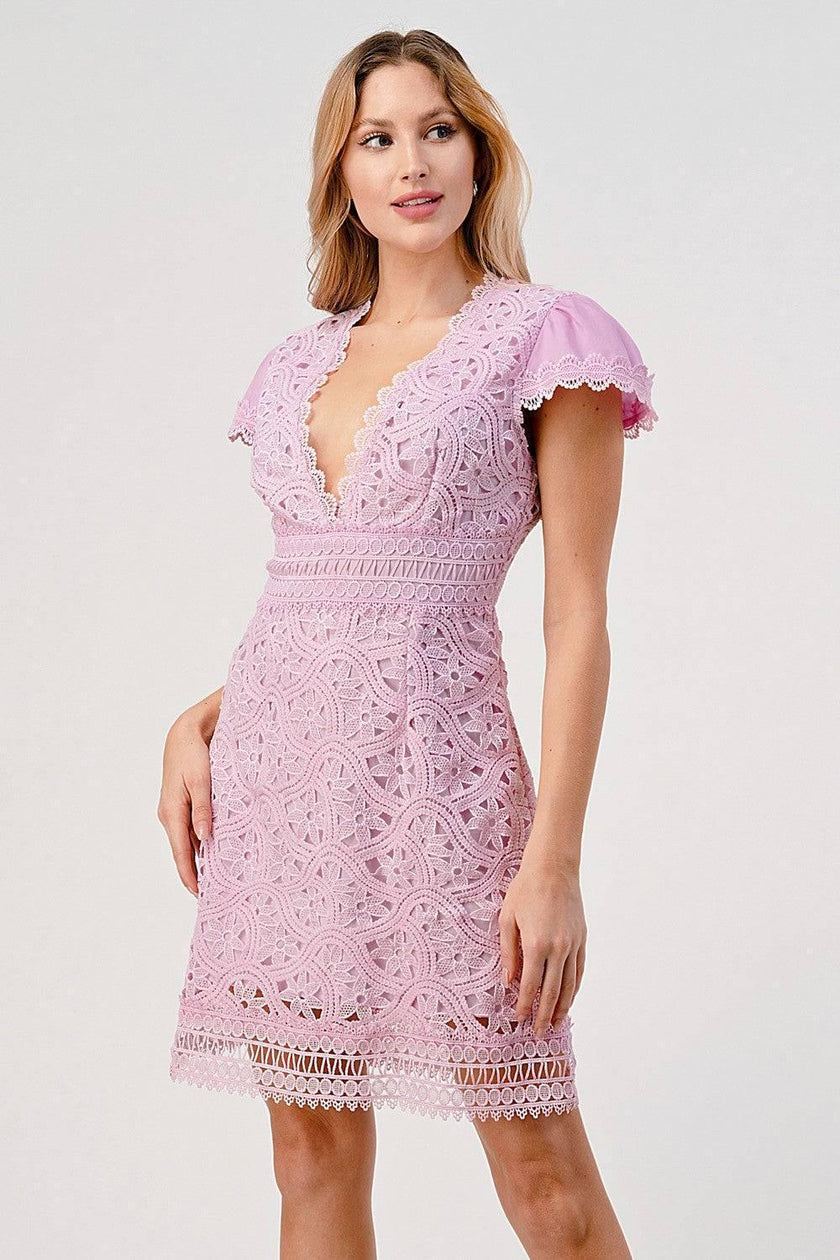 Lilly's Lace Empire Shift High Waist Dress