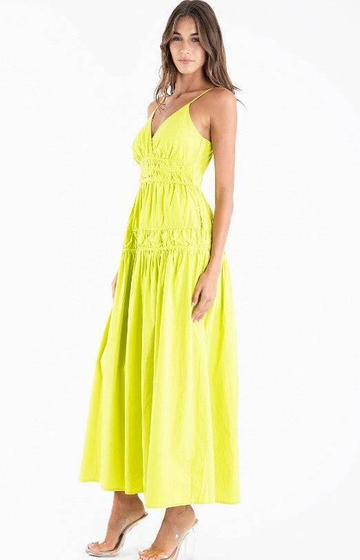 Clara Cotton Poplin V-Neck Strappy Woman’s Midi Dress with Pockets