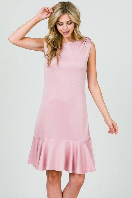 WOMENS Sleeveless shift style dress with ruffle bottom