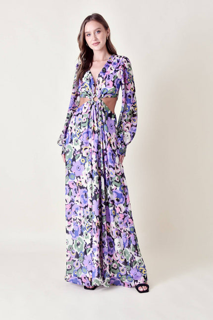 Woman's Blossom Boho Luxe Cut-Out Long Sleeve Monaco Maxi Dress
