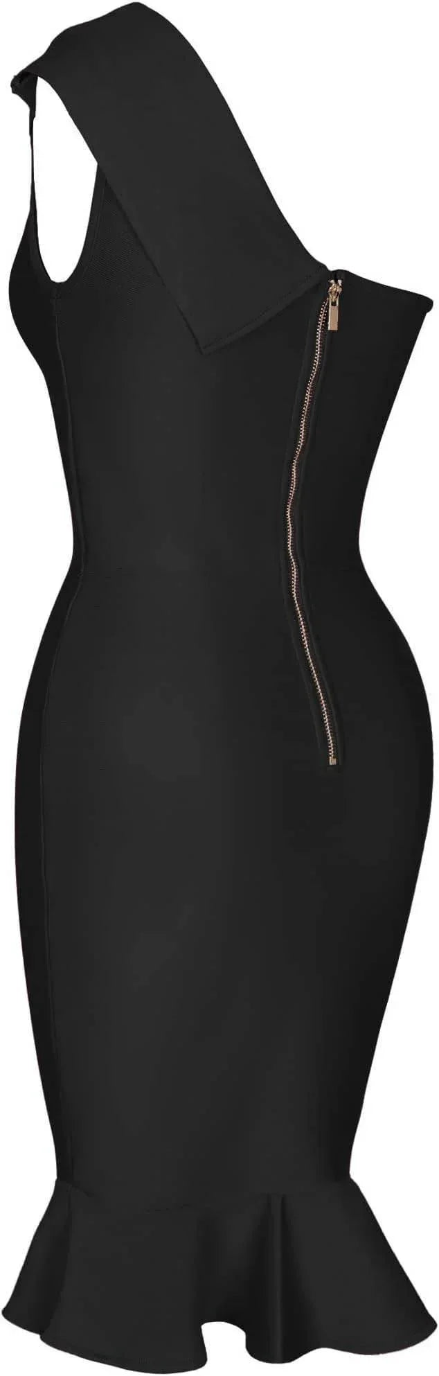 Woman's One Shoulder Bodycon Bandage Dress Mermaid Cocktail Midi Dresses