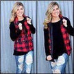 WOMEN'S QUILTED TARTAN ZIPPER LUMBERJACK PRINT VEST