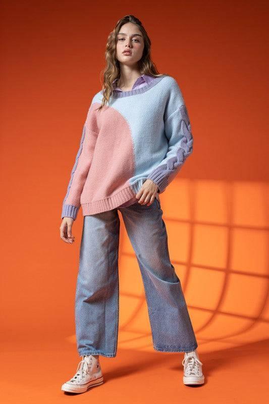 Abstract Oversized Pastel Sweater