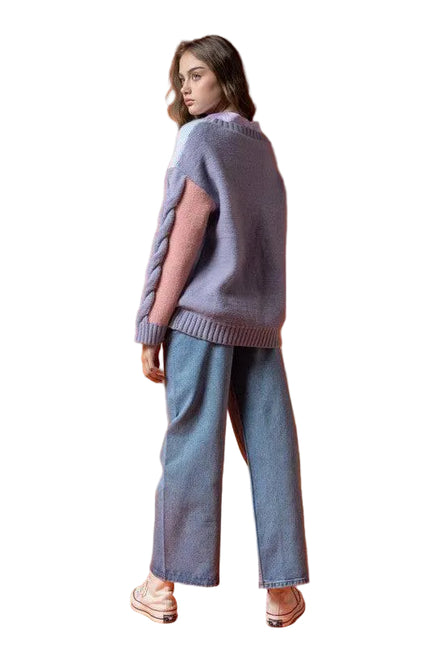 Abstract Oversized Pastel Sweater for Women