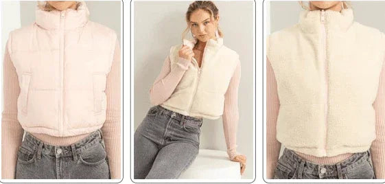 Women's Reversible Teddy Sherpa Puffer Vest