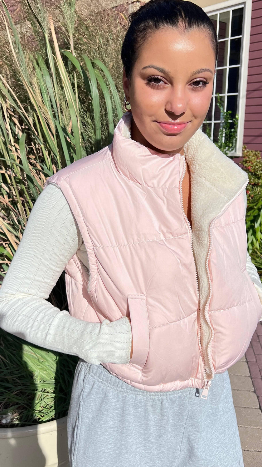 Women's Reversible Teddy Sherpa Puffer Vest