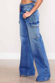 Pearl Perfection: CHEZ Josephine High-Rise Wide Leg Cargo Jeans