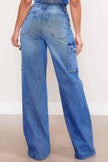 Pearl Perfection: CHEZ Josephine High-Rise Wide Leg Cargo Jeans