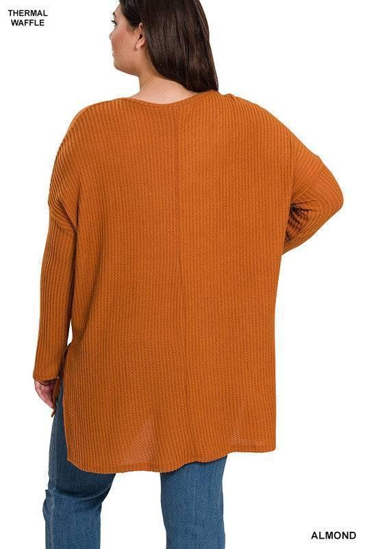 Brushed Thermal Waffle V-Neck Sweater