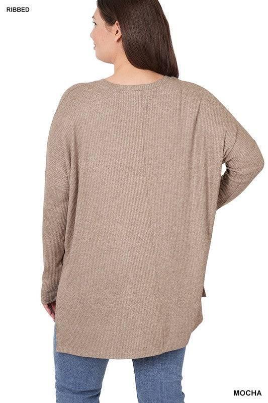 Round Neck Heather Ribbed Sweater