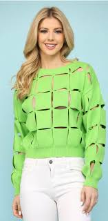 Lime-away SQUARE Cutout SeasonLess Sweater
