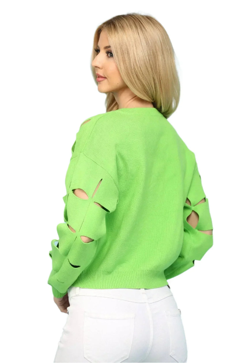 Lime-away SQUARE Cutout SeasonLess Sweater