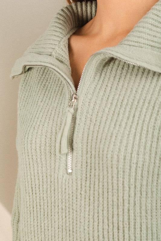 JANICE Wide Neck Collared Ribbed Sweater