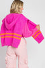 Barbie Hot Pink Faux Sweater Hooded Woman's Shawl Wrap