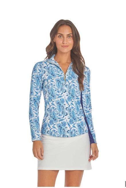 CABANA LIFE Charleston long sleeve Performance Zip Top