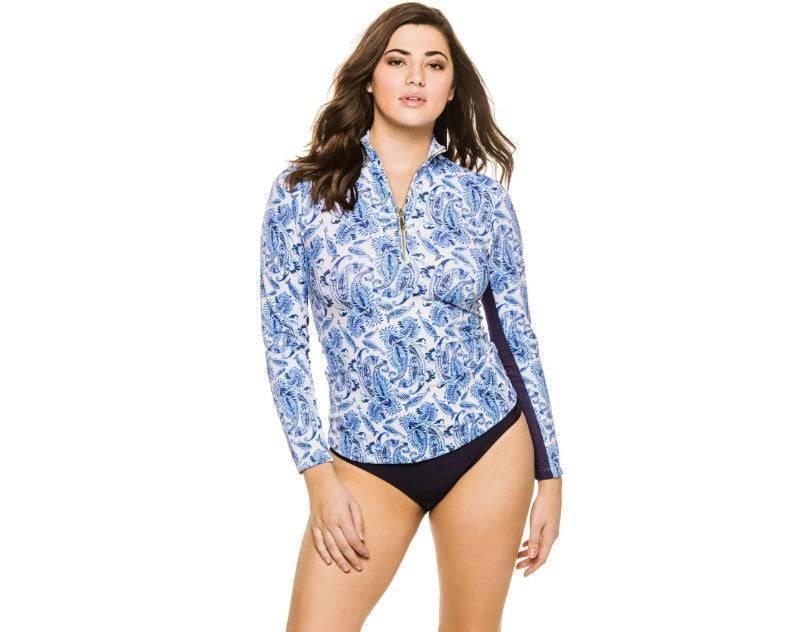 CABANA LIFE Charleston long sleeve Performance Zip Top