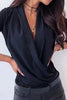 Women's V neck Seasonless Faux Wrap Top blouse - Cape Cod Fashionista