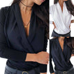 Women's V neck Seasonless Faux Wrap Top blouse