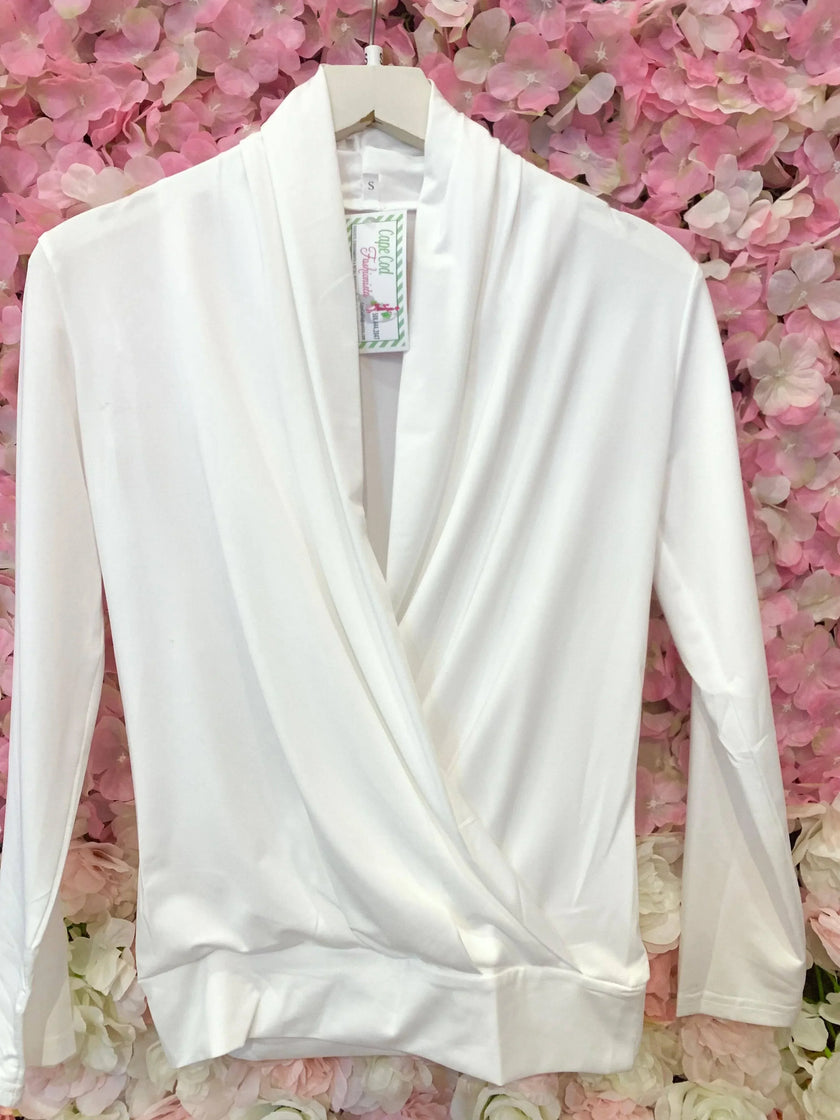 Women's V neck Seasonless Faux Wrap Top blouse