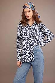 Women's Long Sleeve Button Up Print Blouse