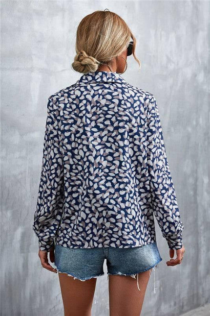 Women's Long Sleeve Button Up Print Blouse