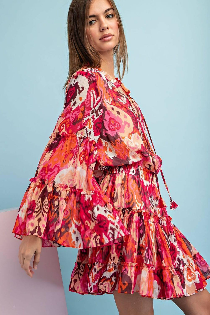 BOHO Luxe Tiered Bell Sleeve Dress