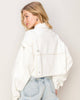 Dreamy White Asymmetrical Distressed White Denim Jacket