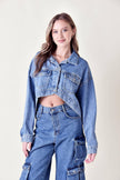 Lana High-Low Women's Crop Light Washed Denim Jacket