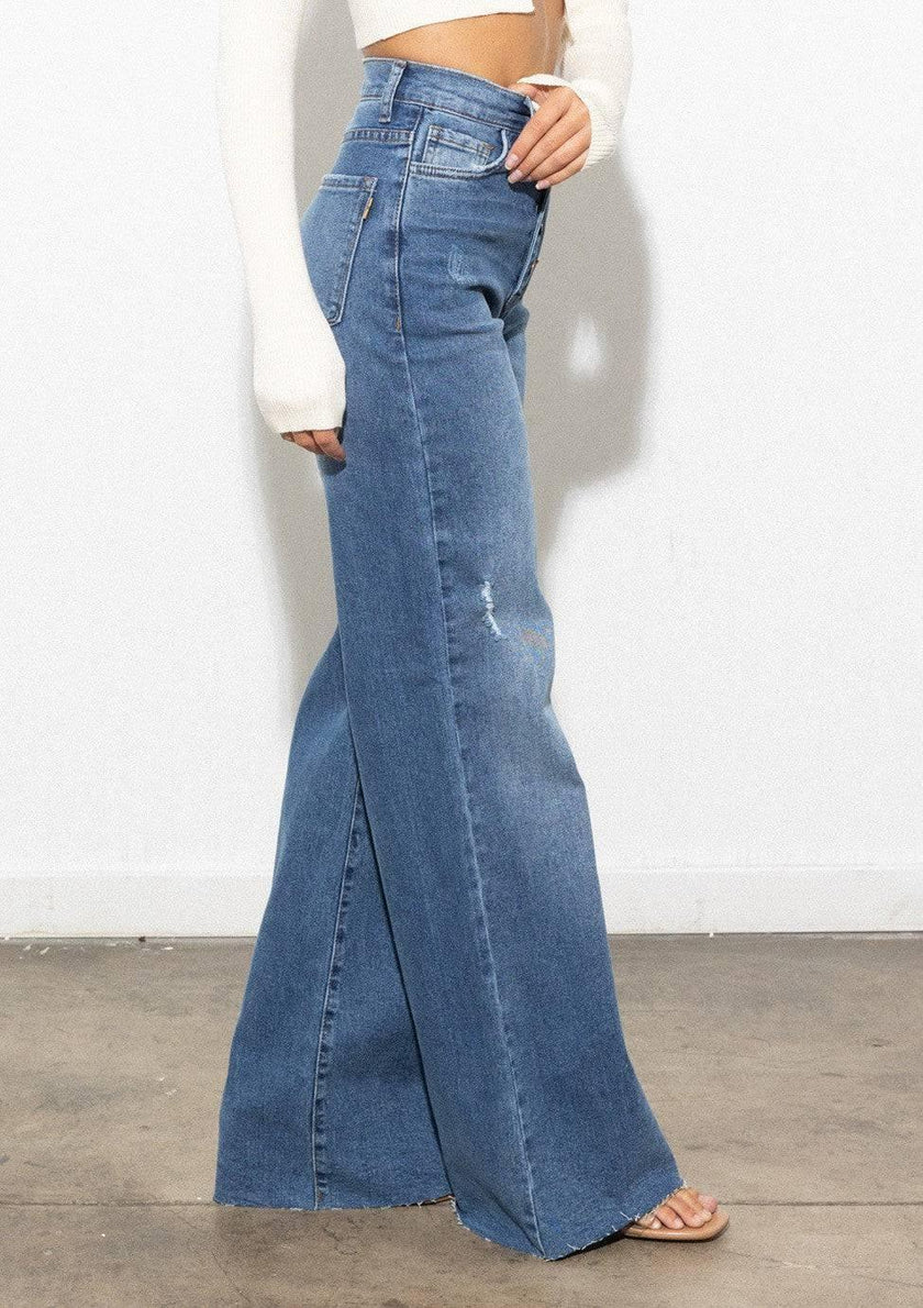 Sharah's Crossover Button Fly High Waist Denim