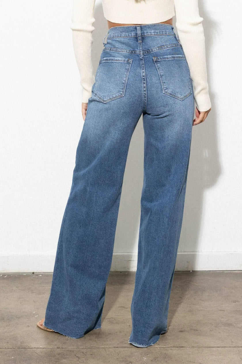 Sharah's Crossover Button Fly High Waist Denim