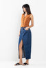 Chic and Comfortable: Woman's Vintage Avery Maxi Skirt with Front Slit in Medium Dark