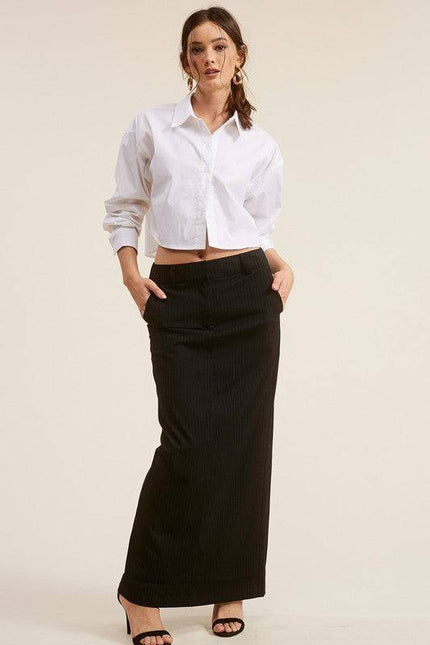 Cooper Slim-Fit Pinstripe TImeless Tailored Maxi Skirt