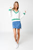 VICTORIA V-Neck 100% Cotton Cable Knit Leisure Ribbed Sweater